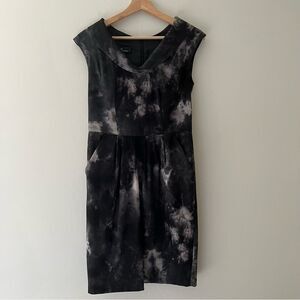 Cocktail Dress Pockets Cowl Neck Tie Dye Black Retro 60s Style Size 2